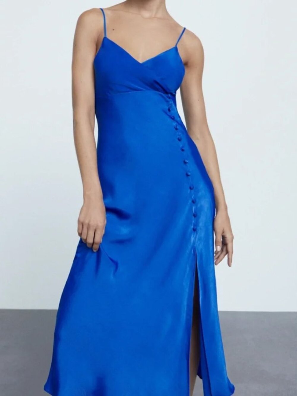 Zara Camisole Dress with Buttons – Royal Blue | Size XS